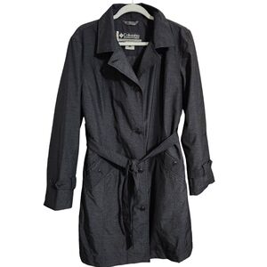 Columbia Trench Coat Women's Black Button Up, sz L